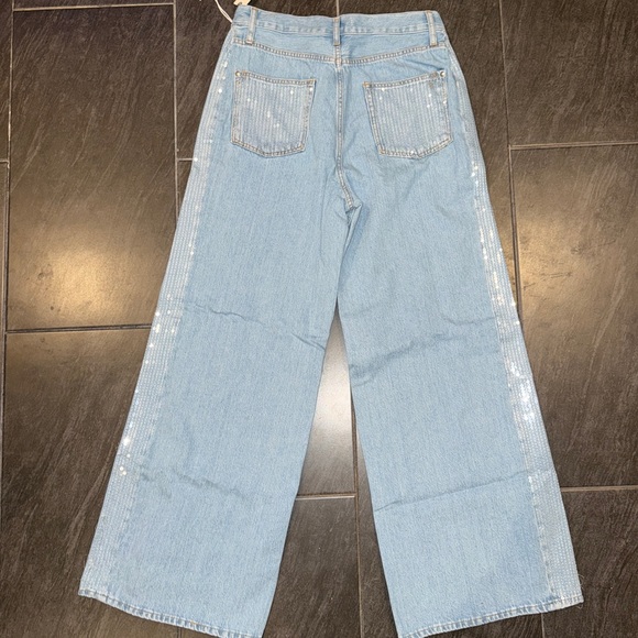 Anthropologies Pilcro Sequin Skater High-Rise Wide-Leg Jeans - Picture 8 of 14